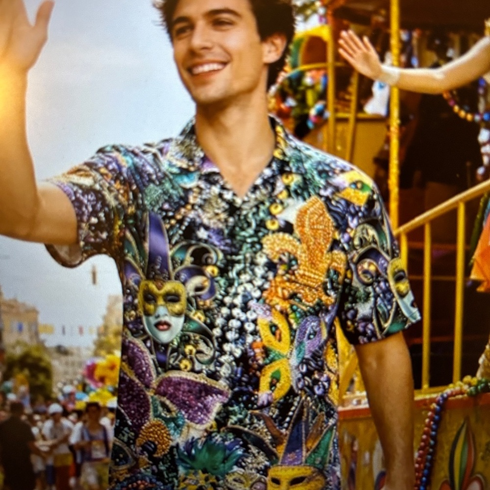 Colorful Mardi Gras Themed Shirt XL